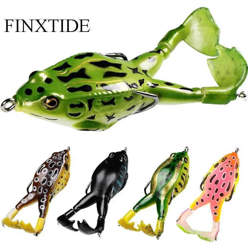 FINXTIDE 5PCS Frog Lures Baits 13.5g Topwater Wobblers Double Propeller Legs Silicone Treble Hook Fishing Tools for Saltwater Catfish Lures, HalloweenGifts,  Fathersdaygift
