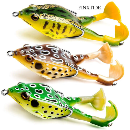 FINXTIDE 5PCS Frog Lures Baits 13.5g Topwater Wobblers Double Propeller Legs Silicone Treble Hook Fishing Tools for Saltwater Catfish Lures, HalloweenGifts,  Fathersdaygift